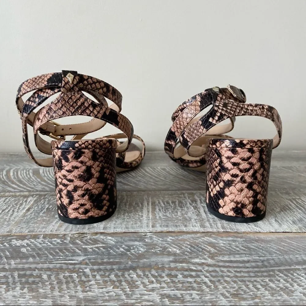 Nwob-sam Edelman- Sammy Snake Print Wrap Around Block Heel Sandal (Size:9.5) - Picture 5 of 10